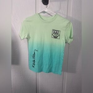 KEITH HARING 3 Eyed Face Licensed Street Art Green Tie Dye T-Shirt SZ Small EUC